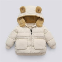 Kisgyermek gyerekek baba fiúk lányok téli meleg szilárd kabátok medve füle kapucnis Párnázott kabát felsőruházat fiúk