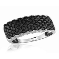 JewelersClub gyémántgyűrűk nőknek - 1. Karát fekete gyémánt gyűrű ékszerek - ezüst zenekarok nők számára - Ring By