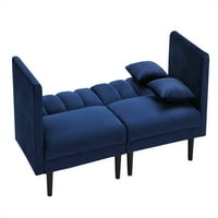 Aukfa Futon kanapé, alvó kanapé, bársonyos kanapé kabrió, szerelmi kanapé párnákkal, kék