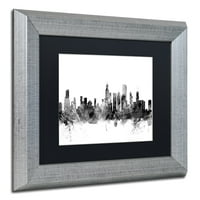 Védjegy Képzőművészet Chicago Illinois Skyline G & W vászon művészete, Michael Tombsett, fekete matt, ezüst keret