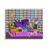 Stupell Industries pop stílusú merész minta Elton Dog Patchwork Couch Újdonság Festés Galéria csomagolt Vászon nyomtatott