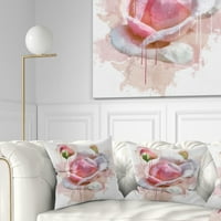 Designart rózsaszín rózsa virág festék fröccsenéssel - virágos párna - 18x18
