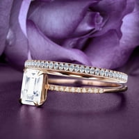 Menyasszonyi Gyűrűk Készlet Káprázatos Art Deco 1. Karátos smaragd vágott gyémánt Moissanite antik eljegyzési gyűrű,