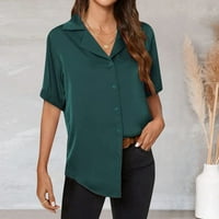 Európai és amerikai női nyári új termékek egyszínű gomb Up ing felső Egyszínű Leggings Rövid ujjú Női ruházat