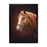 DesignArTART 'Bezáró barna ló portré fehér orrral ii' parasztház keretes művészeti nyomtatás