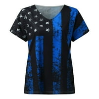 Amerikai zászló póló női USA csillagcsíkok július negyedik pólók Alkalmi Amerika zászló nyomtatás V nyakú pólók