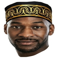 Afrikai fekete Kufi kalap arany hímzéssel