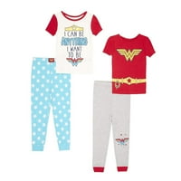 Wonder Woman 4 részes Ifjúsági pizsama szett-Kisgyermek 4T