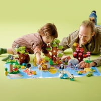 DUPLO Wild Animals of the World Toy 10975, állatfigurákkal, hangokkal és Világtérképpel Playmat, oktatási Állatépítő