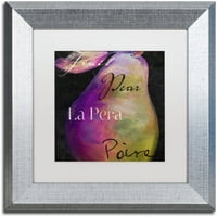 Védjegy Képzőművészet Painted Pear II Canvas Art by Color Bakery White Matte, ezüst keret