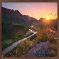 Texas-Rio Grande naplementekor fal poszter, 22.375 34 keretes