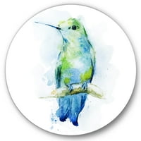 Designart 'Colibri Bird On Branch' Hagyományos körfém fali művészet - 11 -es lemez