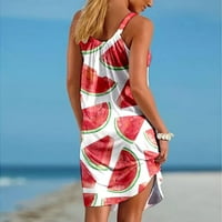 Finelylove Beach Maxi ruha hosszú nyári ruha Női a-line rövid ujjatlan virágos Piros S