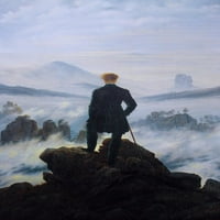 Caspar David Friedrich vándor a köd-tenger felett a köd felett hegymászó ködös tájban filozófia vándorol festmény német