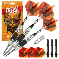 Viper A Freak Steel Tip darts darts és hornyolt hordó grammok és a Casemaster Select Black Nylon dart tok