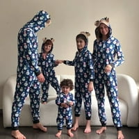 Miyanuby megfelelő családi karácsonyi pizsama szett, karácsonyi Onesie Jumpsuit Cipzár puha PJ aranyos egy nyomtatott