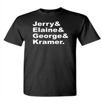 & ELAINE & GEORGE & KRAMER-Unise pamut póló póló, fekete, 3XL