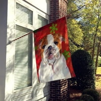 Caroline kincsei SS4691-zászló-szülő Bulldog Angol piros és zöld hópelyhek ünnepi karácsonyi zászló, Többszínű