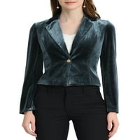 Egyedi olcsó nők elülső bársonyos Blazer Lapel Office Crop Suit kabát