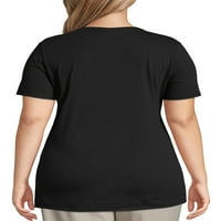 Just My Size női Molett méretű rövid ujjú grafikus V-nyakú póló