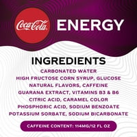 Cherry Coke Energy, Cherry Coca-Cola energiaitalok B6-vitaminnal, B-vitamin & Guarana, Mg koffein, Fl oz, csomag