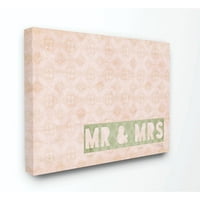 A Stupell Home Decor kollekció Mr. és Mrs. Green Stencil rózsaszín mintákon vászon fali művészet