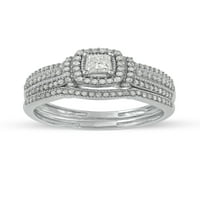 Imperial 1 2Ct TDW Diamond 10K Fehér Arany Halo menyasszonyi készlet