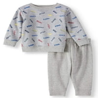 Garanimals Baby Boy Print Sweatshirt és szilárd pulóverek, ruhakészlet