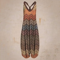 Női nyári Boho Beach Haren Jumpsuits bő ujjatlan V nyakú széles lábú nadrág alkalmi laza Rakott kezeslábas