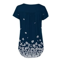 Női nyári ing pólók rövid ujjú Kerek nyakú póló virágos nyomógombos póló felsők blúz Ajándék nőknek