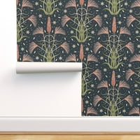 Peel & Stick Wallpaper 3ft 2ft-Nouveau vad Foxtail rét lazac rózsaszín Isabelline articsóka sötét ciánkék Extra növények