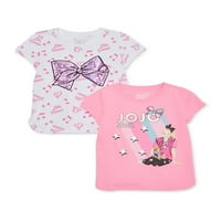 Nickelodeon JoJo Siwa Exkluzív Girls Fequin Bow Graphic Pólók, 2-Pack, Méret 4-18