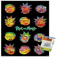 Rick és Morty-Vaporwave fali poszter Nyomócsapokkal, 14.725 22.375