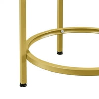 Alden Design kerek fém végasztal üveg tetejével, arany