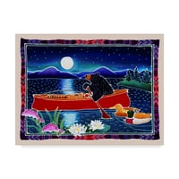 Védjegy képzőművészet 'holdfény egy vörös kenuban' vászon művészet Harriet Peck Taylor