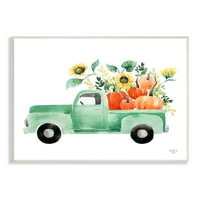 Stupell Industries őszi növények sütőtök Szezonális Zöld kisteherautó festés keret nélküli Art Print Wall Art, Design