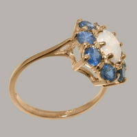 Brit készült 18K Rose Gold természetes opál & Sapphire Női évforduló gyűrű - méret opciók-Méret 5.5