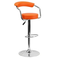Flash bútorok Cruz Kortárs narancssárga vinil állítható magasságú bárszék karokkal és króm alappal