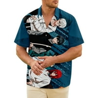 Alkalmi Hawaii ing Férfi Rövid ujjú kék ördögűző ing napvédő tartós Top2XL