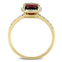Miabella női 1- Karát gránát gyémánt akcentus 10KT sárga arany halo gyűrű