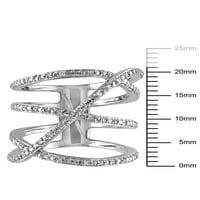 Carat T.W. Gyémánt sterling ezüst keresztező gyűrű