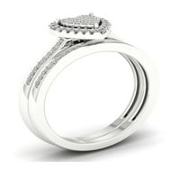 1 4ct TDW Diamond S Sterling ezüst szív alakú klaszter Halo menyasszonyi készlet