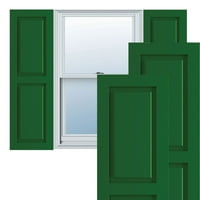 Ekena Millwork 15 W 80 H True Fit PVC Két egyenlő emelt panel redőny, Viridian Green