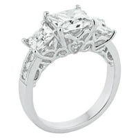 Jay Heart Designs sterling ezüst hercegnő vágott három kő szimulált gyémánt köbös cirkóniumi eljegyzési gyűrű