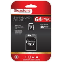 Gigastone 64 GB-os MicroSDHC UHS osztályú memóriakártya W SD Adapter