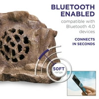 Alpine Corporation időjárásálló Bluetooth napelemes kültéri vezeték nélküli Rock Hangszóró, Barna
