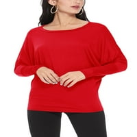 Női Alkalmi Solid Dolman Sleeve csónak nyak kényelmes Tee Top S - 3XL Made in USA