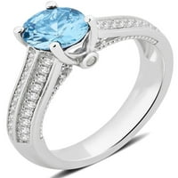 Arista a Blue Topaz és a White Sapphire Gemstone női divatgyűrűt készítette ezüstben
