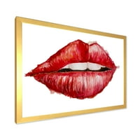 Designart 'Valentin -nap vörös női ajkak' modern keretes művészeti nyomtatás
