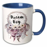 3dRose Dream Big akvarell tollas Álomfogóban-két tónusú kék bögre, 11 uncia
